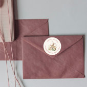 優しいベージュの森のウサギ花柄の差出人住所ラベル ラウンドシール