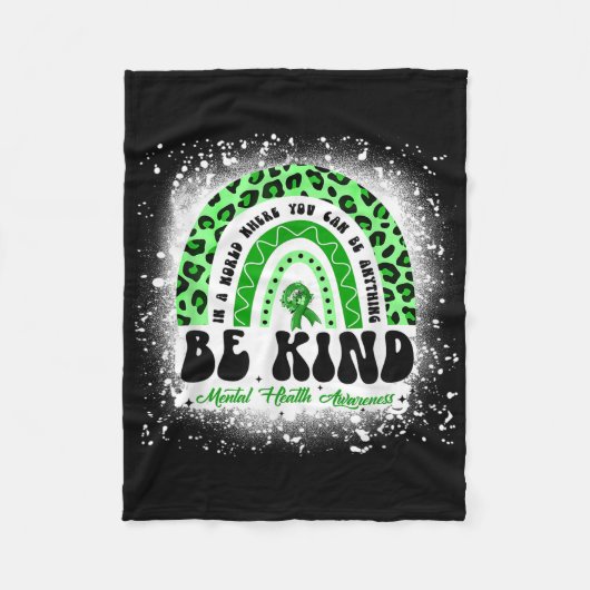 優しいメンタルヘルス認識度ヒョウ虹メイ フリースブランケット (正面)