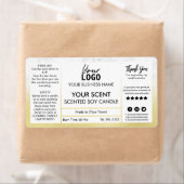 優しいモダン金ゴールドと大理石の香り付き大豆ろうそく ラベル (インサイチュ)