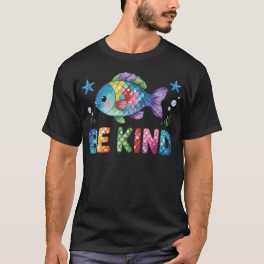 優しいレインボーフィッシュの前向きな励まし Tシャツ (正面)