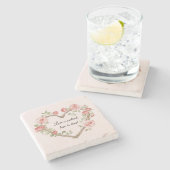 優しいロマンチックなローズの花束 ハートラブ ストーンコースター (横)