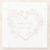 優しいロマンチックなローズの花束 ハート 愛 ガラスコースター (裏面)