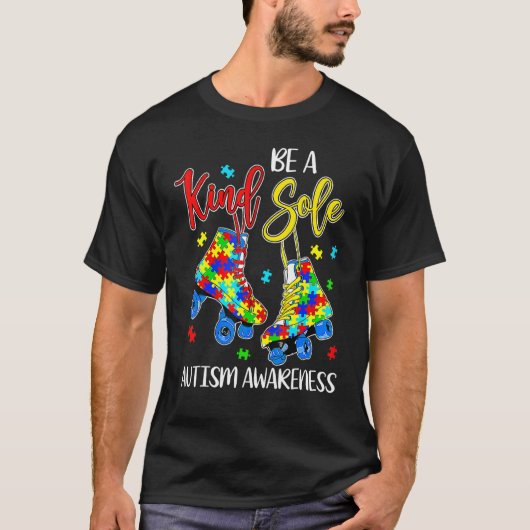 優しい一本の足 自閉症啓発 パズル シューズ Be Ki Tシャツ (正面)