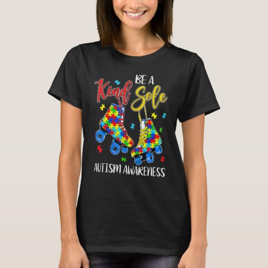 優しい一本の足 自閉症啓発 パズル シューズ Be Ki Tシャツ (正面)