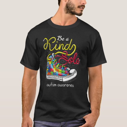 優しい一歩を 自閉症啓発パズル シューズ Be Ki Tシャツ (正面)