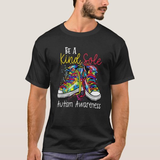 優しい一歩を 自閉症啓発 パズル靴 オティズム Tシャツ (正面)