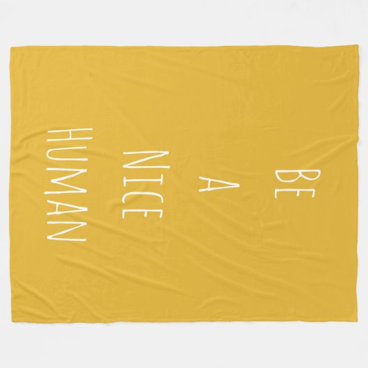 優しい人間の優しさことわざミニマリスト黄色 フリースブランケット (正面(横))