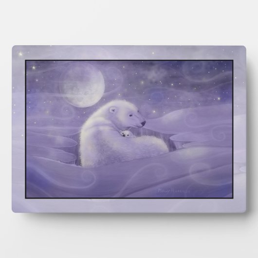 優しい冬のポーラーベアと子どものプレート フォトプラーク (正面)