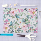 優しい動揺して水色のバラと羽 薄葉紙 (クラフト)