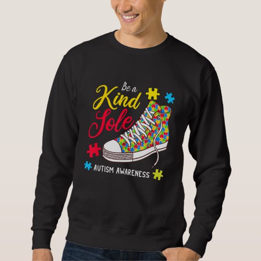 優しい唯一の自閉症意識パズルシューズBe Ki スウェットシャツ (正面)