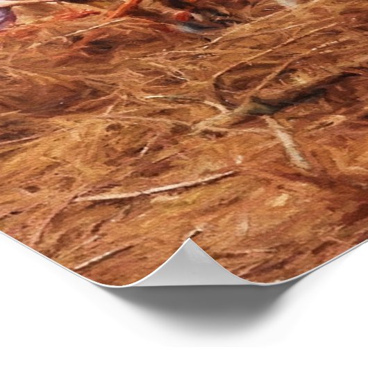 優しい大荷車を引く人 – 森の中で働く馬 ポスター (角)