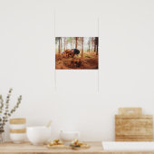 優しい大荷車を引く人 – 森の中で働く馬 ポスター (キッチン)