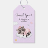 優しい女の子ラクーン薄紫赤ちゃんシャワーありがとう ギフトタグ (正面)