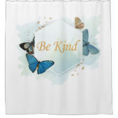 優しい女性の蝶感動的の水色 シャワーカーテン (正面)