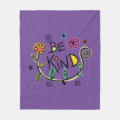 優しい引用文パープルフローラ フリースブランケット (正面)