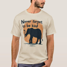 優しい心を忘れないゾウの夕日シルエット Tシャツ
