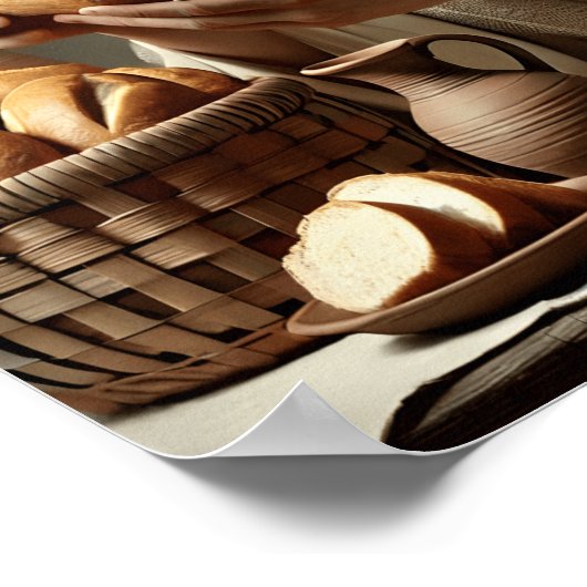 優しい恵みでパンを切るイエス ポスター (角)