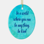 優しい感動的引用文ブルー セラミックオーナメント (右)