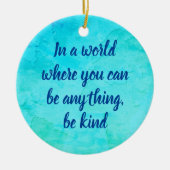 優しい感動的引用文ブルー セラミックオーナメント (正面)