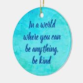 優しい感動的引用文ブルー セラミックオーナメント (左)