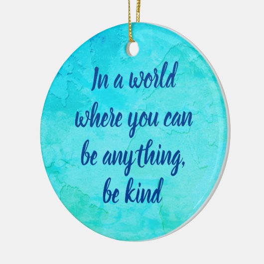 優しい感動的引用文ブルー セラミックオーナメント (左)