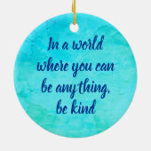 優しい感動的引用文ブルー セラミックオーナメント (裏面)