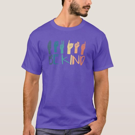 優しい手を振る手話教師たちレトロな通訳者 Tシャツ (正面)