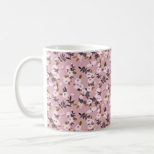 優しい春さくらんぼがピンク色に咲く コーヒーマグカップ (左)