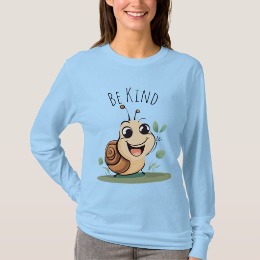 優しい気持ちで接してねと頼むスマイルカタツムリキャラ Tシャツ (正面)