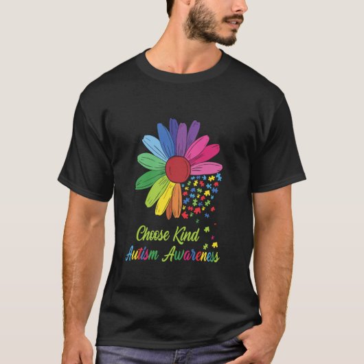 優しい気持ちで オティズム認知ひまわり パズル Tシャツ (正面)