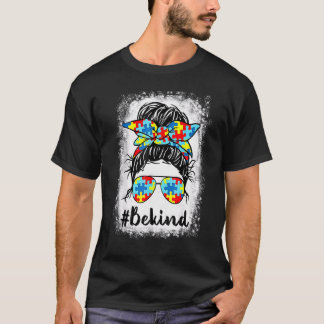 優しい気持ちで 自閉症啓発 メッシーバンヘア ママ 娘 先生 Tシャツ