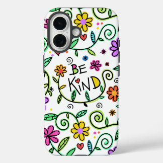 優しい気持ちにさせるフレーズとお花のイラスト iPhone 16ケース