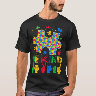 優しい気持ちを伝える手話 ASL パズル 自閉症啓発 Tシャツ
