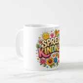 優しい気持ちを伝える - かわいい花と虹のデザイン コーヒーマグカップ (正面左)