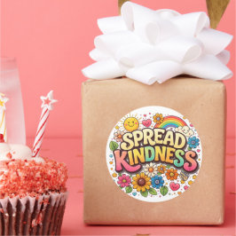 優しい気持ちを伝える – かわいい花と虹のデザイン ラウンドシール