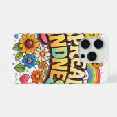 優しい気持ちを伝える - かわいい花と虹のデザイン iPhoneケース (裏面横)