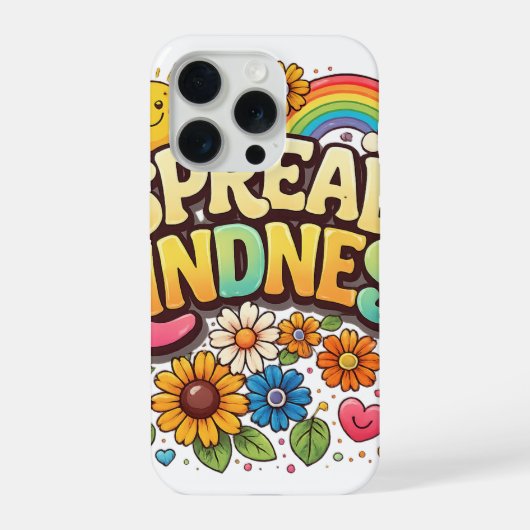 優しい気持ちを伝える - かわいい花と虹のデザイン iPhoneケース (裏面)