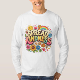 優しい気持ちを伝える – かわいい花と虹のデザイン Tシャツ
