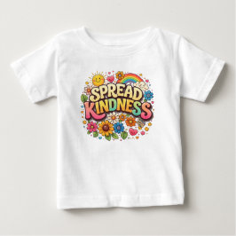 優しい気持ちを伝える - かわいい花と虹 ベビーTシャツ