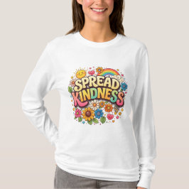 優しい気持ちを伝える - かわいい花と虹 Tシャツ