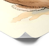 優しい水彩のウサギがデイジーの花を持っている ポスター (角)