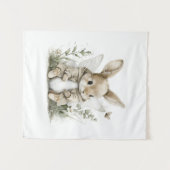 優しい水彩の妖精うさぎのイラスト タペストリー (正面(横))