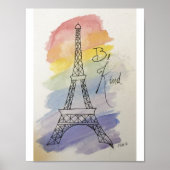 優しい水色とインク ポスター (正面)