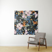 優しい水色：ピンクのフローラ果実 タペストリー (インサイチュ(横))