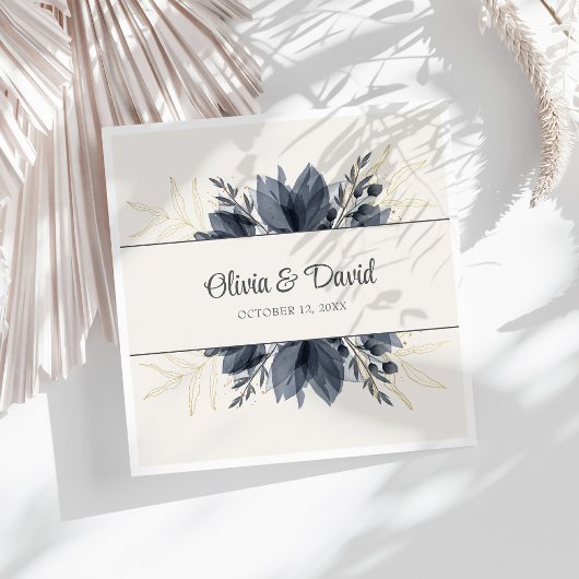 優しい灰色の花結婚のナプキン