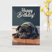 優しい犬の誕生日カード カード (黄色い花)
