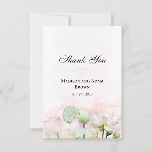 優しい睡蓮とロティの水彩ありがとう サンキューカード (正面)