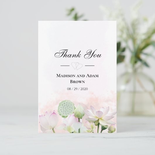 優しい睡蓮とロティの水彩ありがとう サンキューカード (スタンド正面)