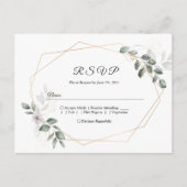 優しい緑の水の色の葉のフレーム&花 インビテーションポストカード (正面)