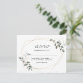 優しい緑の水の色の葉のフレーム&花 インビテーションポストカード (スタンド正面)